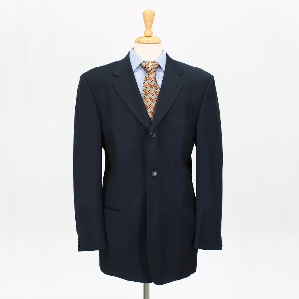 Cerruti 1881 44L Navy Solid 3-Button Sport Coat Blazer Jacket V175